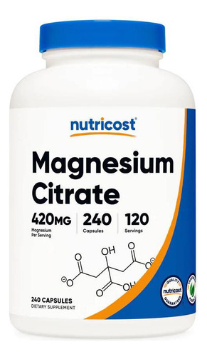 Citrato De Magnesio Nutricost X 240 Capsulas