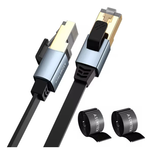 Asometech Cable 10m Ethernet Cat8 Plano Rj45 40gbps 2000mhz
