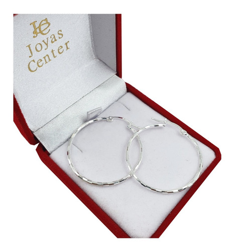 Aros Plata 925 Joyas Center Italianos 30mm Elegante Dama