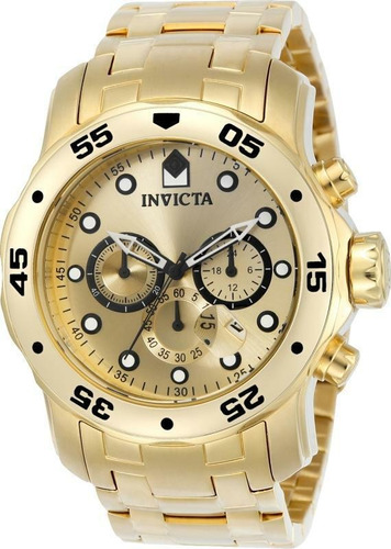 Reloj Invicta 074 Pro Diver Cuarzo Hombre Correa Dorado Bisel Dorado Fondo Dorado