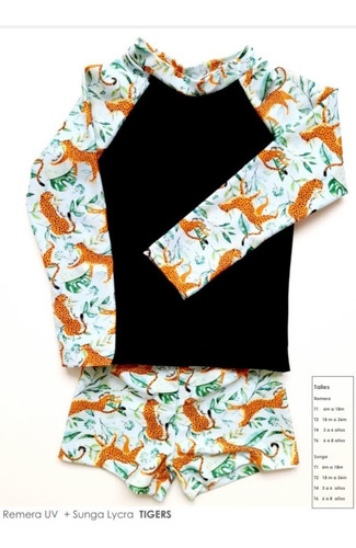 Imagen 1 de 3 de Remera Agua Y Sunga Protección Solar Bebe Uv Malla Niños