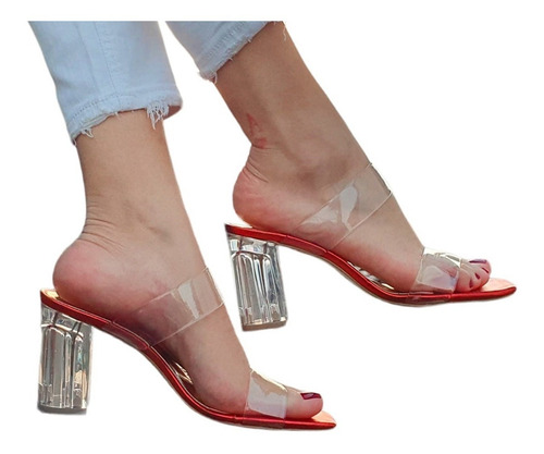 Zapatillas Tacón Transparente Elegante - 8090