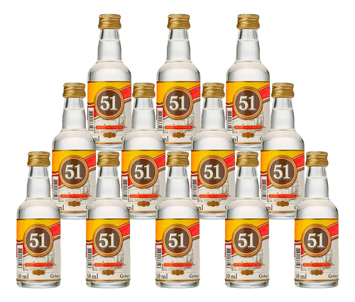 Miniatura Cachaça Aguardente 51 50ml 12 Unidades