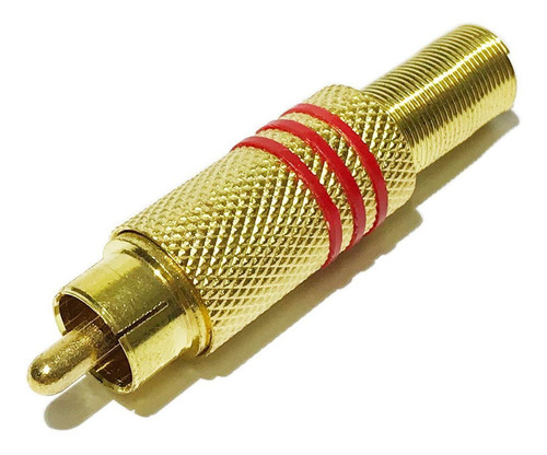 Imagem 4 de 4 de 50 Conector Rca Plug Tipo Macho Dourado Com Mola Metal 50und