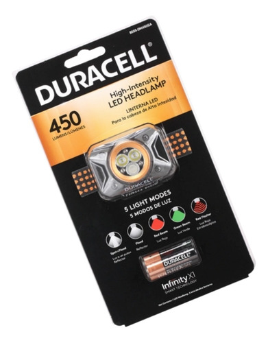 Linterna Tipo Minero Duracell 450lm 5 Modos Luz - Bigbull