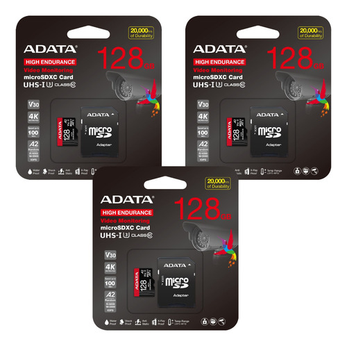 Kit 3 Tarjeta De Memoria Micro Sd 128gb A2 V30 Video Speed