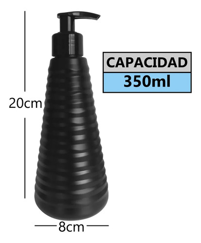 Pack X 3 Dispenser Plástico Rígido 350ml Para Baño O Cocina Negro