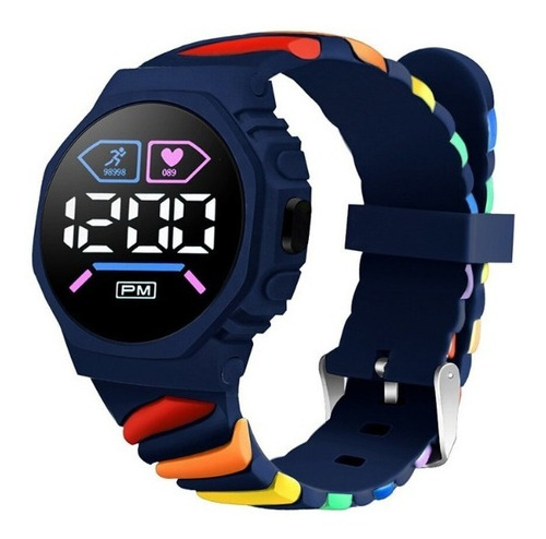 Reloj Digital Deportivo Led Para Niña Niño Arcoíris Silicona