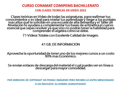 Curso Completo Comipems Conamat Con Guias Clases Teoricas. (Usado)