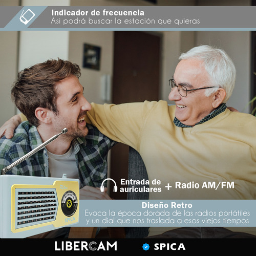 Radio Portatil Retro Vintage Spica Sp580 Am/fm Pila Colores Color Celeste
