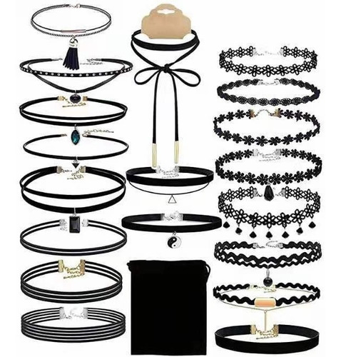 19 Gargantilla Choker Necklaces Negro Lace,accesorios Collar