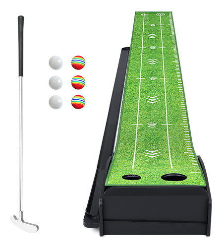 Losbenco Alfombrilla Verde Para Golf Con Putter Y 6 Pelotas 