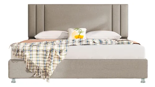Combo Cama Doble Con Colchon Lupe Taupe