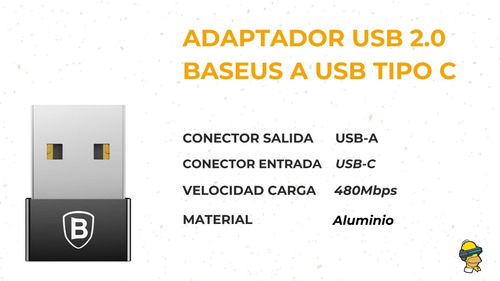 Adaptador Usb 2.0 A Usb Tipo C Hembra Convertidor Portátil