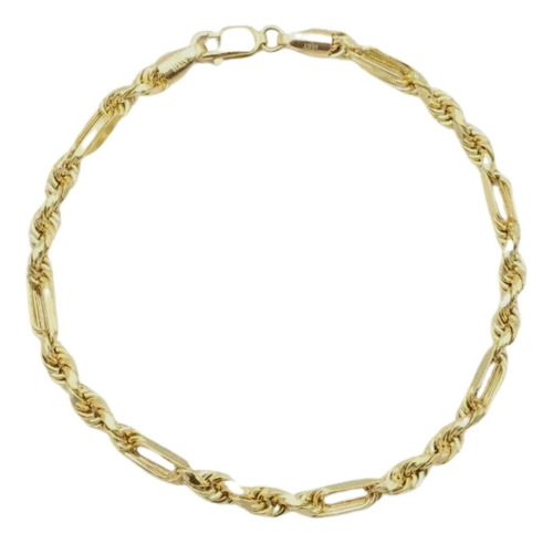 Pulsera Figaro Torzal Torsal Milano 4mm 10k Oro Italy 21cm Diámetro 7 Cm Largo 21 Cm