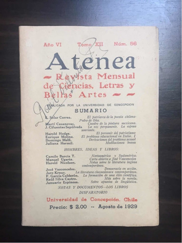 Revista Atenea Número 56 Agosto 1929