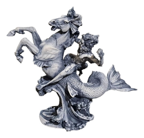 Figura Resina P/ Acuario Poseidon Con Caballo Grande 30x29cm