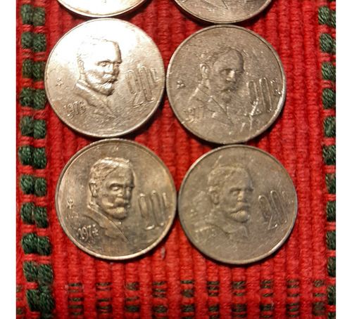 10 Monedas De 20 Centavos De Los Años 1974 A 1983 (Usado)