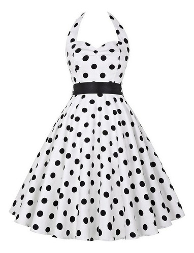 Vestido Halter 50s 60s Gothic Pin Up Rockabilly Vestido Bata