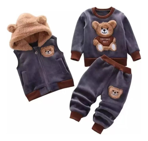 Conjunto Ropa Para Niños Poleron Buzo Chaleco De Lana 