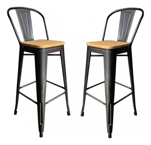 Set 2 Banqueta Taburete Tolix Respaldo Alto - Alto Impacto
