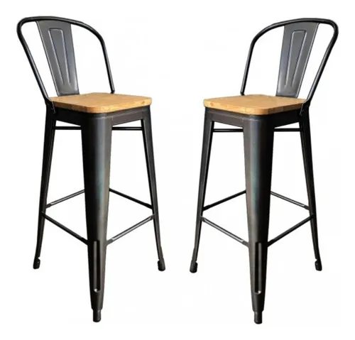 Set 2 Banqueta Taburete Tolix Respaldo Alto - Alto Impacto