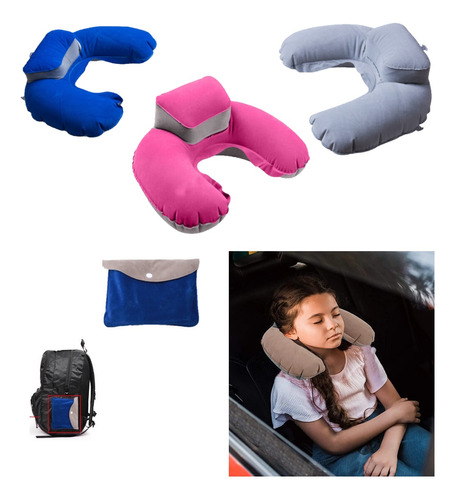 Cojín De Cuello Inflable Cómodo Almohada De Viaje Relajante