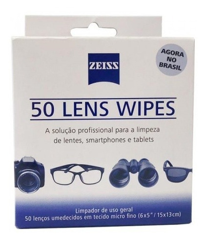Lens Wipes Zeiss Com 50 Lenços Umedecidos