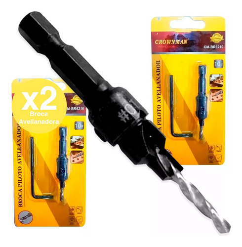 2 Broca Avellanadora 10mm Madera Para Tornilllo Oculto A Raz