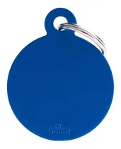 Comprar Chapa Identificatoria Para Mascotas My Familly Big Round Azul Grabado Instantáneo