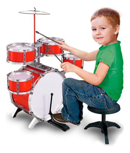 Bateria Musical Drum Jazz 6 Piezas Juguete Niños 661-885 Roj
