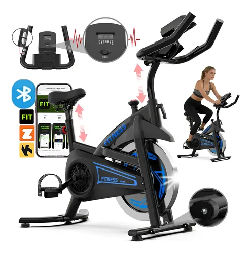 Bicicleta Ergométrica Spinning Inércia 23kg + Bluetooth App Azul