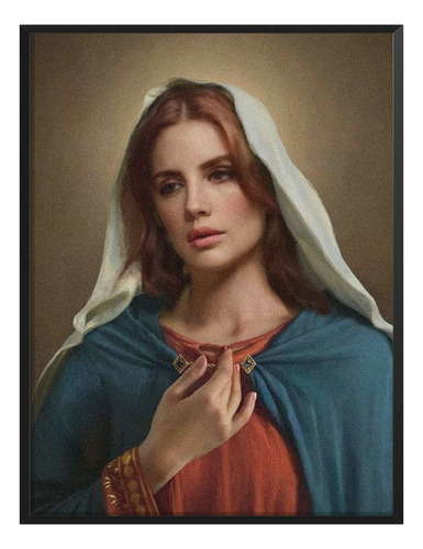 Cuadro Montaje Parodia Lana Del Rey Virgen Maria C/ Marco