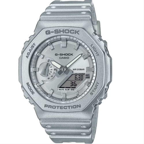 Correa de reloj Casio G-shock Forgotten Future GA-2100FF-8adr, color plateado y bisel plateado, color de fondo plateado