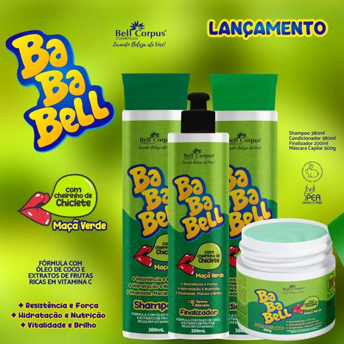 Kit Capilar Bell Corpus Bababell 4 Itens - Maçã Verde