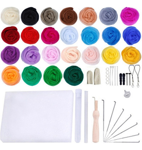 * Kit De Fieltro De Aguja De Viaje De Lana Multicolor 25
