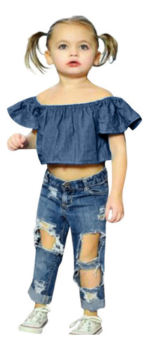 Trajes Para Niños: Tops Para Niñas+pantalones De Mezclilla R