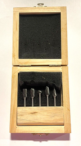 Procut 5 Piece Carbide Burr Set 1/8  Shank Double Cut Va Ssf