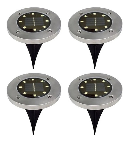 Combo X4 Estaca Solar Led Jardin Farol Recargable Exterior 