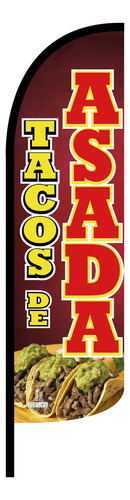 Bandera Publicitaria Barbacoa Roja (4 X 1 Mts) Solo Funda Tacos De Barbacoa Roja