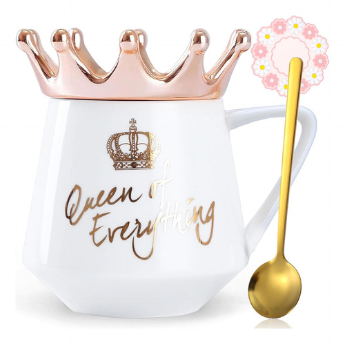 Taza De Reina De Todo Con Tapa Dulce Taza Blanca Con Corona