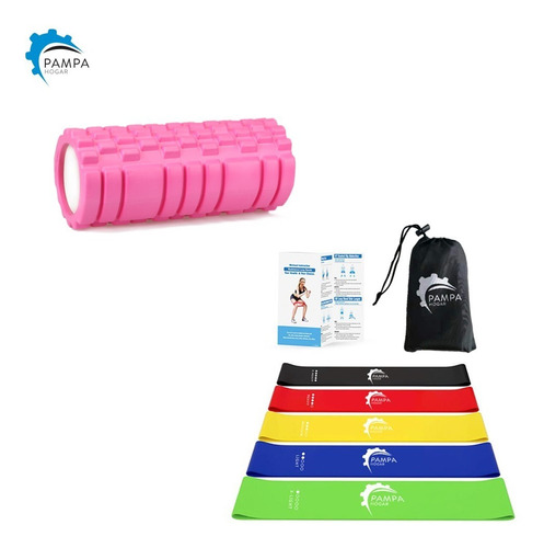 Bandas Elasticas + Roller Yoga Kit Fitness Pampa Hogar