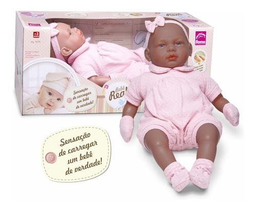 Boneca - Bebê Real - 48 Cm - Negra - Roma Jensen Brinquedos