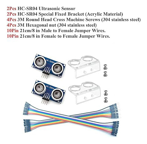 2 Sensores Ultrasónico Hc Sr04 3-5v + Base Soporte Acrílico