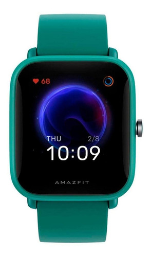 Smartband Amazfit Basic Bip U Pro 1.43" caja de  policarbonato green, malla  green de  goma de silicona A2008