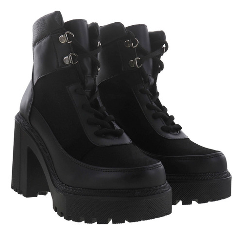 Imagen 3 de 4 de Botines Estilo Combate Dama De Plataforma Con Agujetas Erez