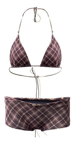 Bikini Retro A Cuadros First Encounter Jianxue Color Brown