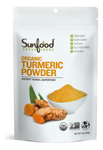 Sunfood Superfoods Polvo Organico De Raiz De Curcuma - Hierb