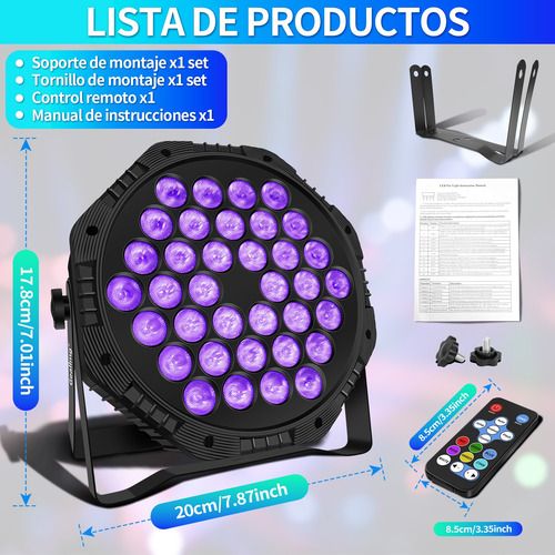 4 Cañon De Leds 36x3 Rgb Audio Rítmico Multicolor Dmx 4 Pz