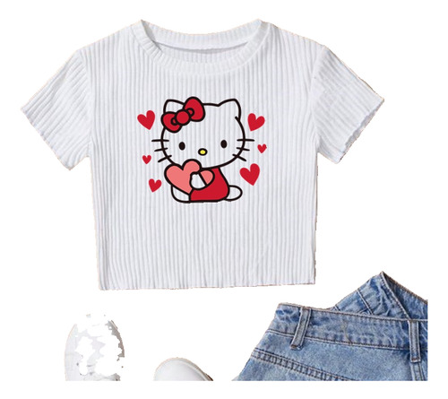 Remera Hello Kitty Baby Tee Cute Kawaii Anime Coquette 